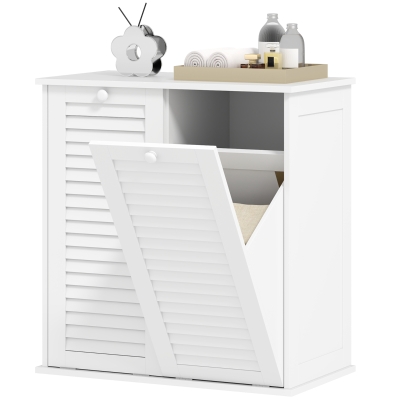 HOMCOM Armoire à Linge 2 Paniers Basculants Blanc 70x38x73 cm