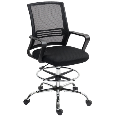 HOMCOM Chaise de Bureau Pivotante Réglable à Roulettes Noir