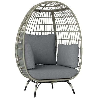 Outsunny Rattan Egg Chair with Cushions Charcoal Grey