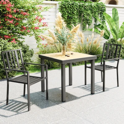 Outsunny Set of Two Metal Garden Chairs Black