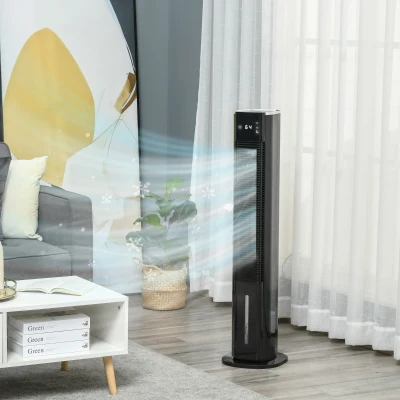 HOMCOM Tower Fan Humidifier with Ice Boxes Black