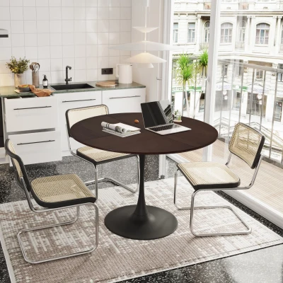 Moderno tavolo da pranzo rotondo, Marrone