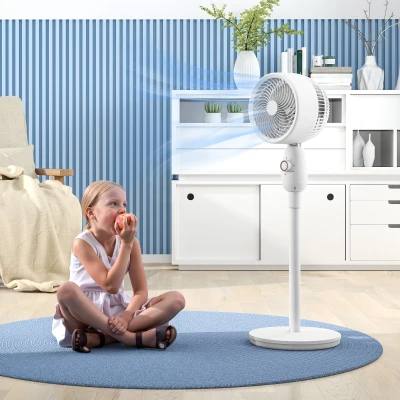 HOMCOM Pedestal Fan 12 Inch Oscillating 3-Speed White