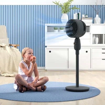 HOMCOM Pedestal Fan 12 Inch Oscillating 3-Speed Grey
