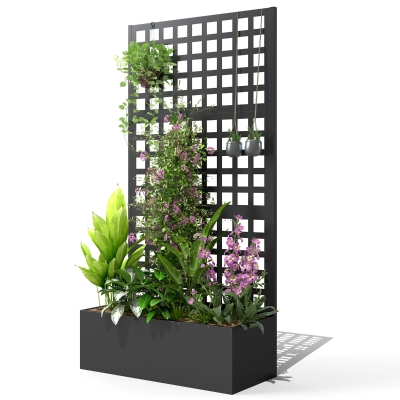 Outsunny Jardinière Treillis Acier Noir 89x40x178cm