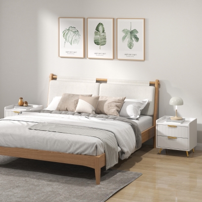 HOMCOM Bedside Table Set 2-Drawer White