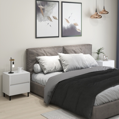 HOMCOM Two-Drawer Bedside Table Set White
