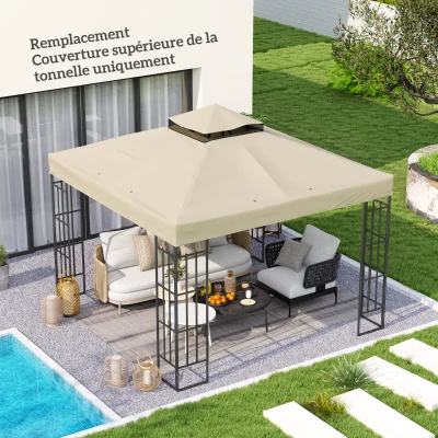 Outsunny Toile Tonnelle 3x3m 2 Niveaux UPF30+ Crème