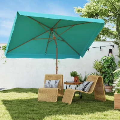 Outsunny Ombrellone da Giardino 2x3 m a Manovella Turchese