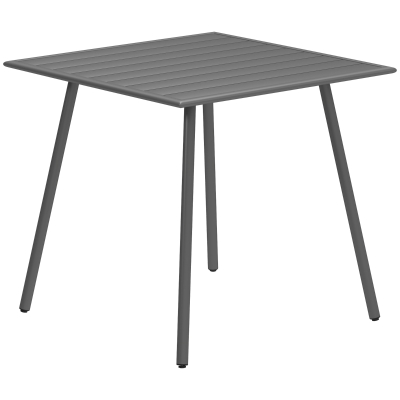 Outsunny Table de Jardin 6 Pers. Plateau Lattes 80x80x74cm Gris