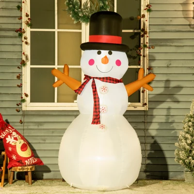 HOMCOM Weihnachten aufblasbarer Schneemann 1,82 m Weihnachtsdekoration wetterfest LEDs Polyester 100 x 80 x 182 cm
