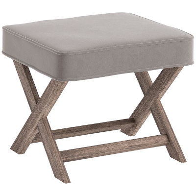 HOMCOM Vintage Footstool Velvet Grey 49.5x45x41cm