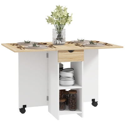 HOMCOM Table à Manger Pliante Extensible 2-4 Pers Chêne