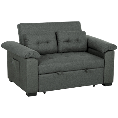 Pull Out Sofa Bed 140W x 87.5D x 86H cm Charcoal grey