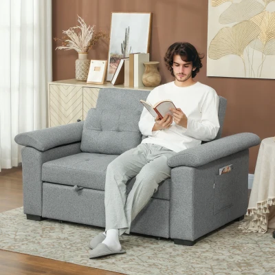 Pull Out Sofa Bed 140W x 87.5D x 86H cm Light Grey