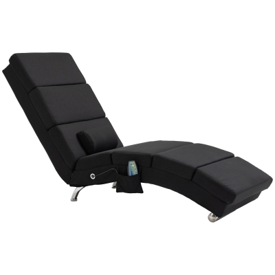 HOMCOM Massagestoel, Relaxfauteuil met 8 Vibratiepunten, 5 Modi, 56 x 168 x 84 cm, Zwart