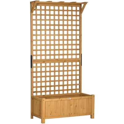 Outsunny Floreira com Treliça de Madeira Caixa de Plantio com Suporte para Plantas Trepadeiras 90x45x183cm Madeira