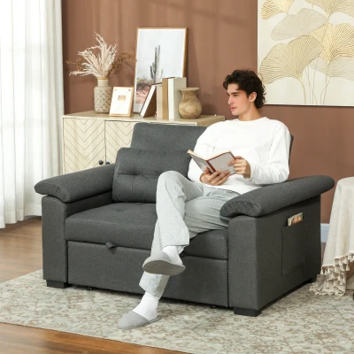 Pull Out Sofa Bed 140W x 87.5D x 86H cm Charcoal grey