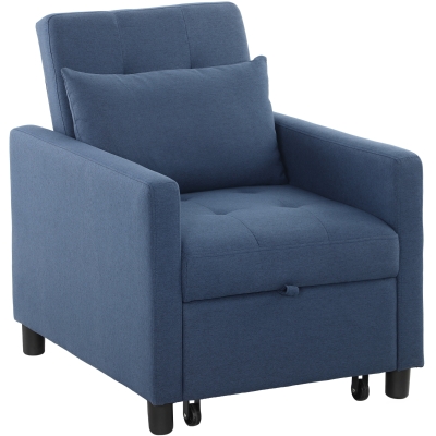 HOMCOM Convertible Chair Bed Adjustable Backrest Blue