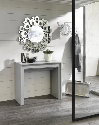 E-STYLO Consolle Allungabile, con top in MDF laccato antigraffio,90x42,5/302,5x76cm, grigio