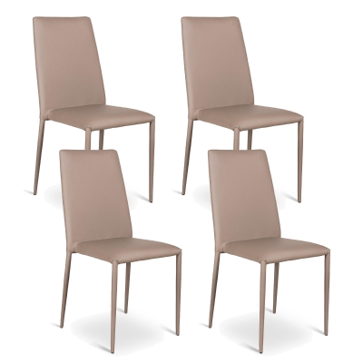 E-STYLO Sedia in similpelle tortora con gambe in metallo tortora, imbottita, impilabile, 40cm X 42cm H. 96cm.