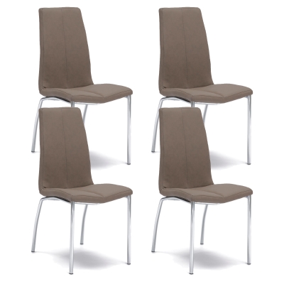 E-STYLO Sedia in similpelle marrone vintage imbottito e gambe in metallo grigio, 43cm X 44cm H. 92cm.