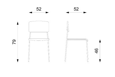 E-STYLO Set 4 Sedie con seduta e schienale in polipropilene, gambe in metallo, 52x52x79cm, ruggine