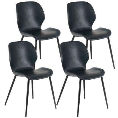 E-STYLO Sedia da pranzo in soft touch petrolio scuro e gambe in metallo nero, 55cm X 45cm H. 83cm.