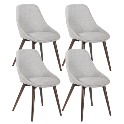 E-STYLO Sedia da pranzo in tessuto grigio chiaro con gambe e struttura in massello di noce, 58cm X 49cm H. 85cm.