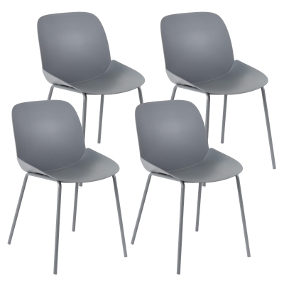 E-STYLO Sedia da pranzo in polipropilene grigio scuro e gambe in metallo grigio scuro, 55cm X 46cm H. 79cm.