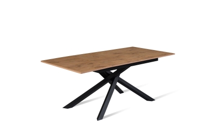 E-STYLO Tavolo allungabile con top e allunghe in melaminico e base in metallo, 90x140/190x76cm, rovere, nero