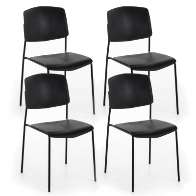 E-STYLO Sedia in polipropilene nero e gambe in metallo nero, 52cm X 52cm H. 79cm.