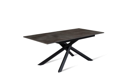 E-STYLO Tavolo allungabile con top e allunghe in melaminico e base in metallo, 90x140/190x76cm, cemento grigio, nero
