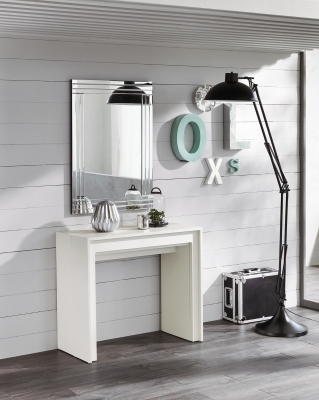 E-STYLO Consolle allungabile, con top in MDF laccato antigraffio, 90x42,5/302,5x76cm, bianco