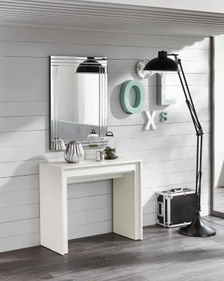 E-STYLO Consolle allungabile, con top in MDF laccato antigraffio, 90x42,5/302,5x76cm, bianco