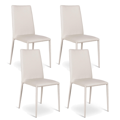 E-STYLO Sedia in similpelle grigio con gambe in metallo grigio, imbottita, impilabile, 40cm X 42cm H. 96cm.