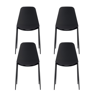 E-STYLO Sedia in polipropilene nero con gambe in metallo nero, 49cm X 48.5cm H. 88cm.