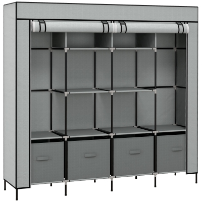 Fabric Wardrobe 166W x 42.5D x 169.5H cm Dark Grey