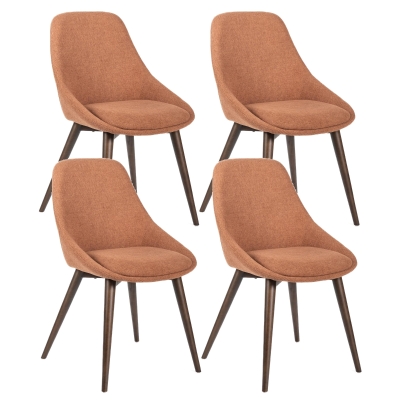 E-STYLO Sedia da pranzo in tessuto ruggine chiaro con gambe e struttura in massello di noce, 58cm X 49cm H. 85cm.