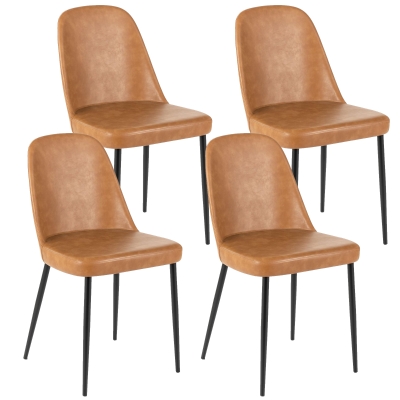 E-STYLO Sedia da pranzo in soft touch caramello e gambe in metallo nero, 52cm X 45cm H. 85cm.