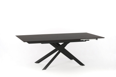 E-STYLO Tavolo allungabile con top e allunghe in HPL su MDF, gambe in metallo verniciato, 90x170/270x76cm, grigio scuro, nero