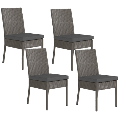 Rattan Dinging Chairs 44cm x 58cm x 88cm Dark Grey