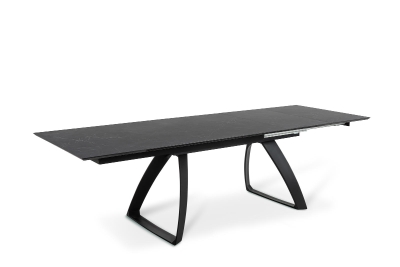 E-STYLO Tavolo allungabile con top e allunghe in HPL su MDF, gambe in metallo verniciato, 90x170/270x76cm, marmo nero, nero