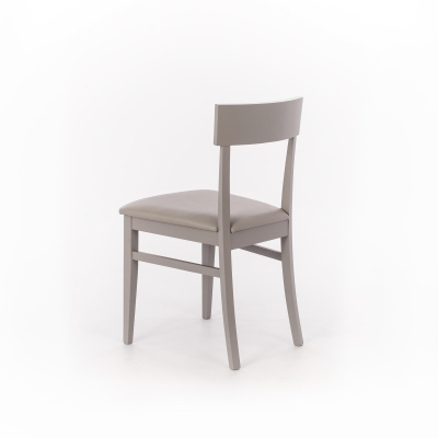 E-STYLO Set 2 Sedie in legno laccato con seduta rivestita in similpelle, 44x45x82cm, grigio chiaro