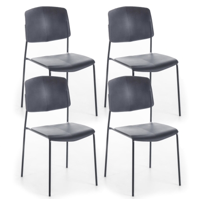 E-STYLO Sedia in polipropilene grigio scuro e gambe in metallo grigio scuro, 52cm X 52cm H. 79cm.