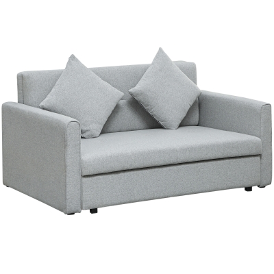 HOMCOM 2-Seater Sofa Bed Fabric Storage Light Grey