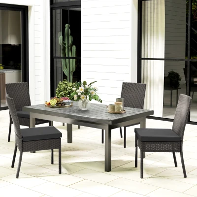 Rattan Dinging Chairs 44cm x 58cm x 88cm Dark Grey