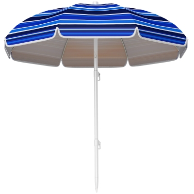 Outsunny Sombrilla de Playa Grande con Protección UV UPF50+ Inclinación Ajustable y Bolsa de Transporte Ø180x196 cm Multicolor