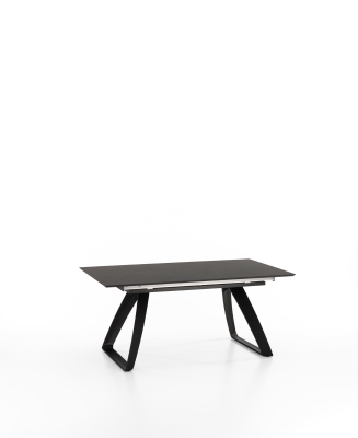 E-STYLO Tavolo allungabile con top e allunghe in HPL su MDF e gambe in metallo verniciato, 90x170/270x76cm, grigio scuro, nero