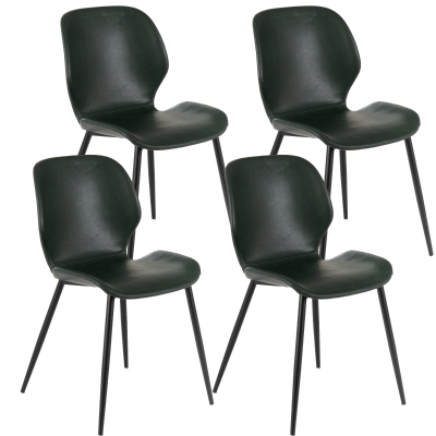 E-STYLO Sedia da pranzo in soft touch verde scuro e gambe in metallo nero, 55cm X 45cm H. 83cm.